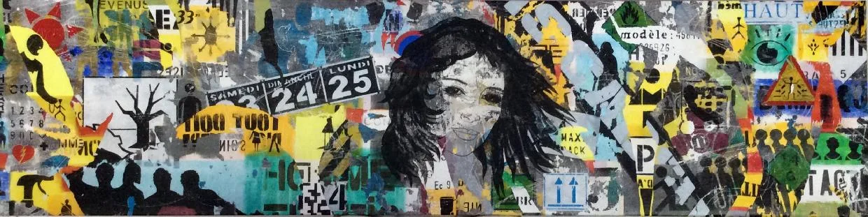 La fille du vent — peinture acrylique sur toile de lin, 2,00 × 0,50 m
